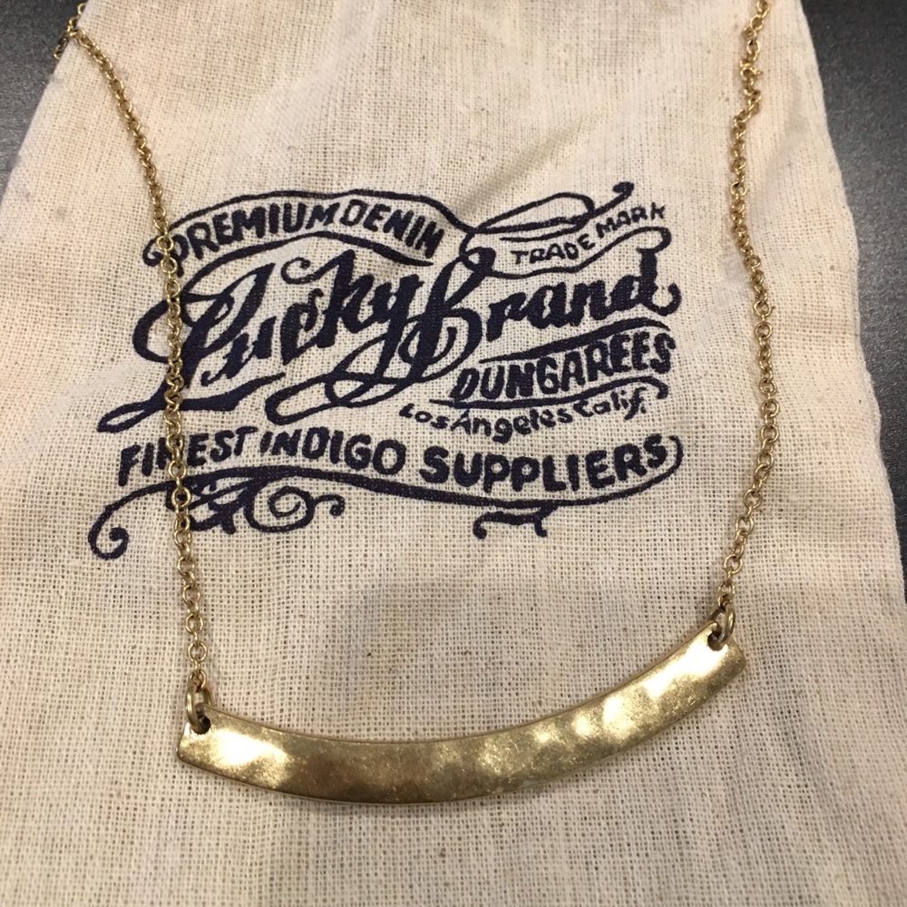 Lucky Brand Gold Tone Hammered Bar Necklace